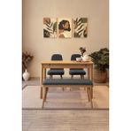 Maq Home Vina Mini Açılır Ahşap Mutfak Masası Takımı (1 Masa + 2 Sandalye + 1 Bench) - Antrasit - Meşe - Antrasit