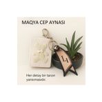 MAQYA KOZMETİK Ayıcık Desenli Anahtarlı ve Fularlı Cep Çanta Aynası Makyaj Aynası Kapaklı