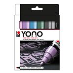 Marabu 124000004003 - YONO Marker Seti, Pastel Boya, 6 Renk, Çok Yönlü Akrilik Kalem, Japon Yuvarlak Uçlu, 1,5 - 3 mm, Su Bazlı, Işığa Dayanıklı ve Su Geçirmez, Neredeyse Tüm Zeminler İçin