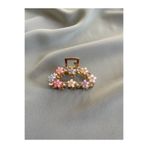 MARAL HAİR ACCESSORİES Metal çiçek detaylı taşlı orta boy mandal Toka