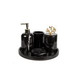 Marandmore Gold Mercan Rolin Siyah Mermer 5'li Banyo Seti