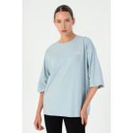 Maraton Comfort Kadın Bisiklet Yaka Mavi T-Shirt