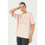 Maraton Comfort Kadın Bisiklet Yaka Pudra T-Shirt