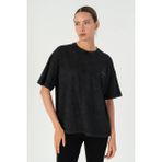 Maraton Comfort Kadın Bisiklet Yaka Siyah- T-Shirt - XL