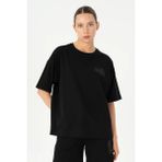 Maraton Comfort Kadın Bisiklet Yaka Siyah- T-shirt