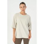 Maraton Comfort Kadın Bisiklet Yaka Taş- T-Shirt