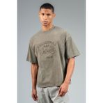 Maraton Oversize Erkek Bisiklet Yaka Açık Haki- T-shirt