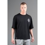 Maraton Oversize Erkek Bisiklet Yaka Siyah T-shirt