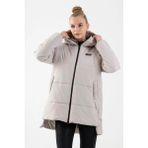 Maraton Oversize Kadın Kapüşonlu Taş- Mont - XL