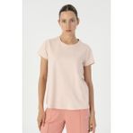 Maraton Regular Kadın Bisiklet Yaka Pudra T-Shirt - XL