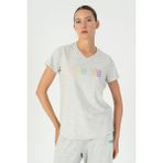 Maraton Regular Kadın V Yaka Ekru T-Shirt - XL