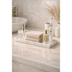 Marbello 30x12 cm Mermer Tepsi | Dekoratif Sunum, Banyo & Mutfak Organizer, Parfüm & Kahve Tepsisi