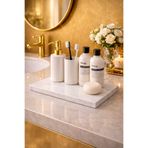 Marbello Doğal Beyaz Mermer Tepsi 15x30 cm | Banyo & Mutfak Organizer | El Yapımı Mermer Sunum Tepsisi