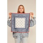 MARBERRY Kırmızı Kenarlıklı Lacivert Bandana Fular