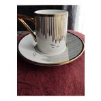MarBilo Lüks Porselen Kahve Fincan 6'lı Takımı,Luxury Arabia Golden Ceramic Unique Coffee Cup and Saucer
