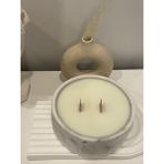 Marble Bowl Incir Aegean Fig Kokulu, Amber Tonka- Beton Saksılı Dekoratif Soya Mum - 1 Adet