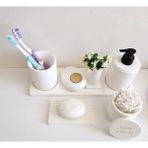 Marble Kırık Beyaz Beton Banyo Seti Tuvalet Wc Sıvı Sabunluk Diş Fırçalığı Beton Aksesuar Takım