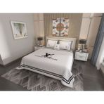 Marcalanya Çift Kişilik Pike Takımı Pamuklu Kumaş Jakar Dokuma Kapitone Dikişli 3D Dijital Baskılı 7 Parça-Lüks Duvet Cover Set Model. - Açık Gri