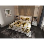 Marcalanya Çift Kişilik Pike Takımı Pamuklu Kumaş Jakar Dokuma Kapitone Dikişli 3D Dijital Baskılı 7 Parça-Lüks Duvet Cover Set Model - Beyaz