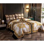 Marcalanya Çift Kişilik Pike Takımı Pamuklu KumaşJakar Dokuma Kapitone Dikişli 3D Dijital Baskılı 7 Parça-Lüks Duvet Cover Set Model - 001-Renkli