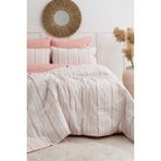Marcalanya Doğal Ipliği Boyalı Çift Kişilik Pamuklu Nevresim Takımı Kutulu Duvet Cover Set (Lastikli Çarşaf) - Lila - Beyaz - 200 x 220 cm