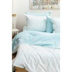 Marcalanya Doğal Ipliği Boyalı Çift Kişilik Pamuklu Nevresim Takımı Kutulu Duvet Cover Set (Lastikli Çarşaf) - Mint - Beyaz - 200 x 220 cm