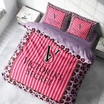 Marcalanya Marka Nevresim Takımı Çift Kişilik Pamuklu Saten Kumaş 6 Parça 3d Digital Baskı Duvet Cover Set - Pembe - 200 x 220 cm