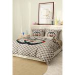 Marcalanya Nevresim Takımı Çift Kişilik Pamuklu Saten Kumaş 6 Parça 3D Dijital Baskı Duvet Cover Set Model No: - Krem - 200 x 220 cm
