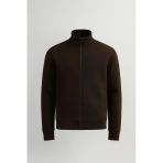 Marcel Regular Fit Fermuarlı Kıstırma Cepli Üç İp Şardonlu Erkek Sweatshirt - Kahve