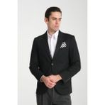 Marcio Erkek Siyah Pamuk Karışımlı Esneyen Kumaş Mono Yaka Slim Fit Spor Blazer Ceket - 54