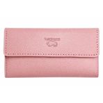 Marco Lucci Siyah Deri Kadın Cüzdan, Hakiki Deri, Fermuarlı Bölümlü, Minimalist Powder Pink Wallet (Pudra Pembe)