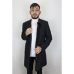 Marco Muratti Fistan Store Erkek Ceket Yaka Klasik Kesim Rahat Kalıp Kışlık Uzun Kaşmir Kaban - Füme - 46