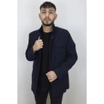 Marco Muratti Fistan Store Erkek Hakim Yaka Normal Kalıp Fermuar ve Çıtçıtlı Yazlık Keten Mont - Lacivert