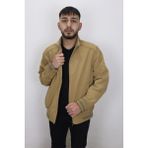 Marco Muratti Fistan Store Erkek Hakim Yaka Spor Kesim Rahat Kalıp Fermuar Kapamalı Yazlık Keten Mont - XL - Camel