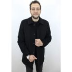 Marco Muratti Fistan Store Erkek Lacivert Rahat Kesim Düğme Kapamalı Kışlık Kaşmir Kaban - Siyah - 56