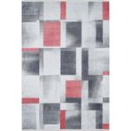 Mardan Kırmızı Modern Geometrik Etnik Eskitme Desenli Boho Makinada Yıkanabilir Hafif Hav Toz Vermez Leke Tutmaz Kaymaz Taban Dijital Makine Baskı Halı Oturma Odası Salon Yolluk Koridor Mutfak Halısı
