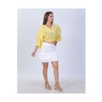 MARE BOUTIQUE Bluz Crop Volanlı Kol Beli Lastikli SARI XS-S