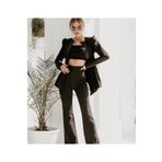 MARE BOUTIQUE Siyah Dalgıç Kumaş İçi Astarlı Büstiyer Ceket Pantolon 3 lü Şık Takım Elbise Siyah L