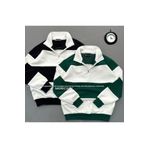 MARECASH 2 Li Üst Yeşil Siyah Parçalı Renk Yarım Fermuarlı Polo Yaka Sweatshirt İçi Polarlı Kışlık unisex