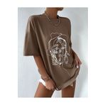 MARECASH Kadın Shimmer Baskılı Oversize T-shirt