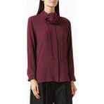Marella Cabiria Ipek Crepe De Chine Gömlek, Zamansız Şıklık ve Lüks Dokunuş - 44 - Bordo