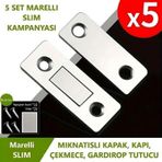 Marelli Slım Mıknatıslı Kapak Tutucu Kapı, Çekmece Tutucu, Çıt Çıt 5 Adet