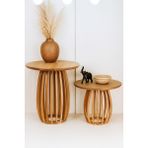 Maren Aydınlatma Lighting & Accessories Palermo Duo Yuvarlak Modern Rustik Klasik Iskandinav Retro Vintage Dekoratif Ahşap Çıtalı Yan Orta Mantar 2li Ikili 2'li Sehpa - NATUREL
