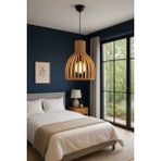 Maren Aydınlatma Lighting & Accessories Portofino Yuvarlak Modern Klasik Rustik Retro Vintage Naturel Dekoratif Ahşap Çıtalı Sarkıt Avize - Natürel