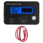 Marhynchus USB Tip C Bağlantı Noktalı Pil Kapasitesi Gerilim Ölçer Araba Motosiklet Tekne Için Uygun Çift Bağlantı Noktası, Elektrik Kesintisi Belleği, Ters Polarite Koruması Ve Düşük