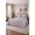 Maria Comfort Set Çift Kişilik Yatak Örtüsü 240x260cm - Mikro Saten Mikrofiber Peluş Kenarlı Elyaf Dolgulu - Gri