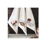 MARİBOR Pratik 1 - Tafting Nakışlı Mutfak Havlusu %70 Bambu / %30 Pamuk - Krem 3'lü Set 30x50