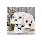 MARİBOR WING - Nakışlı Mutfak Havlusu %70 Bambu / %30 Pamuk - Krem 3'lü Set 30x50