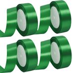 MARICATO 4 rulo saten bant, yeşil, 25 mm yeşil kurdele bandı, dekoratif bant, hediye bandı, geniş, kurdele bandı, düğün, vaftiz hediye paketi, dekorasyon, parti, doğum günü bandı