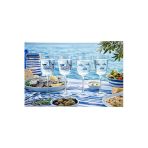 Marin Desenli Cam Su Kadehi 4’Lü Set, Yelkenli Motif, 280 Ml